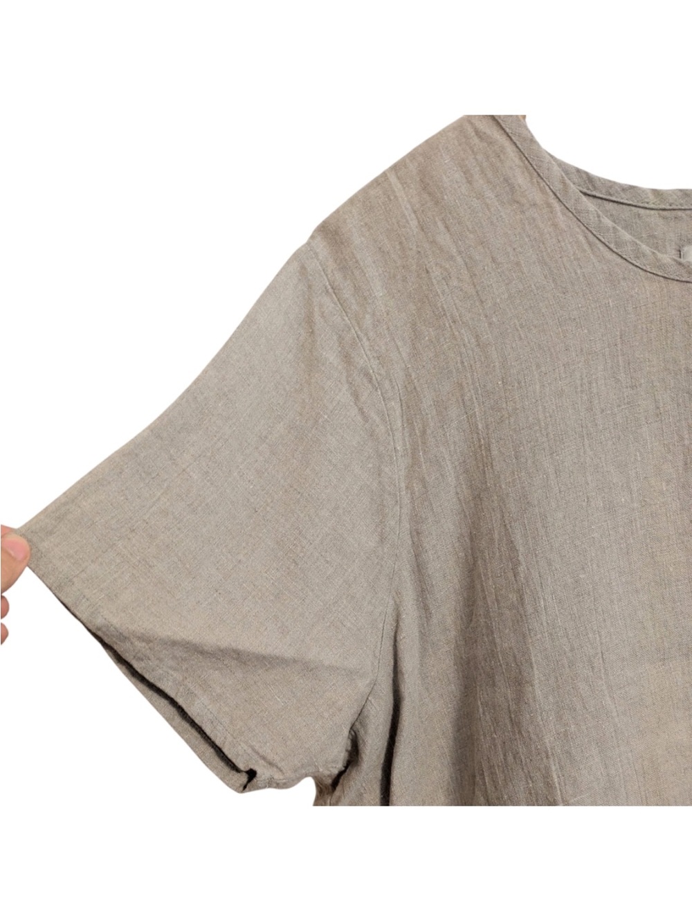 Flax Linen Top Boxy T-shirt - Picture 3 of 8